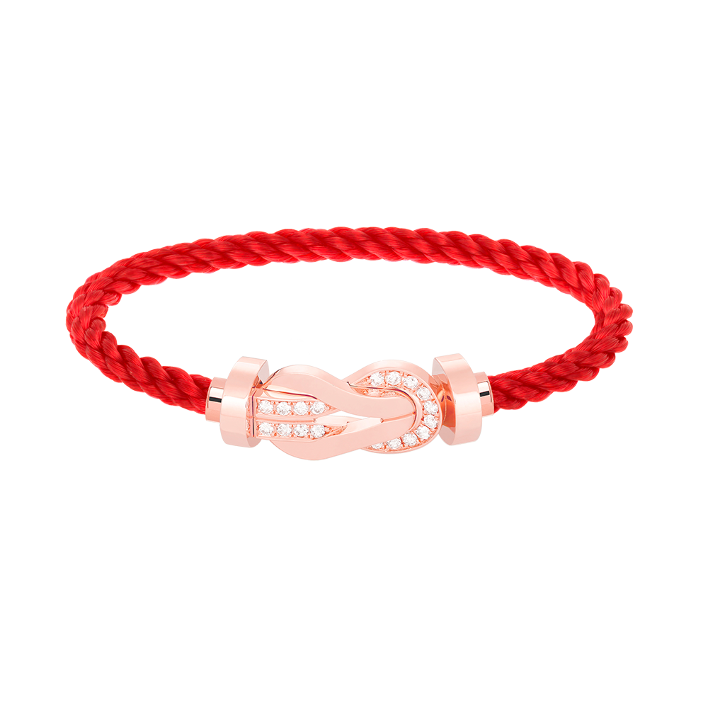 FRED CHANCE LARGE 8 FIGURE BUCKLE HALF DIAMOND BRACELET ROSE GOLD