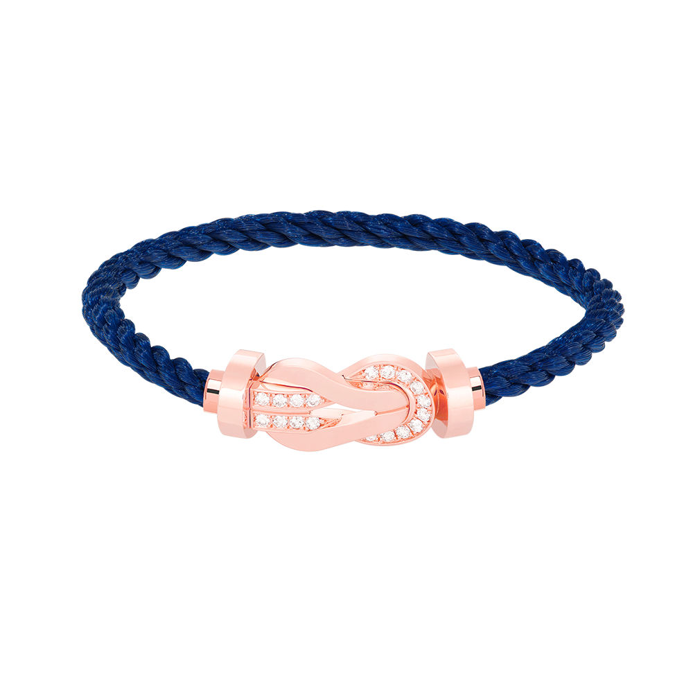 FRED CHANCE LARGE 8 FIGURE BUCKLE HALF DIAMOND BRACELET ROSE GOLD