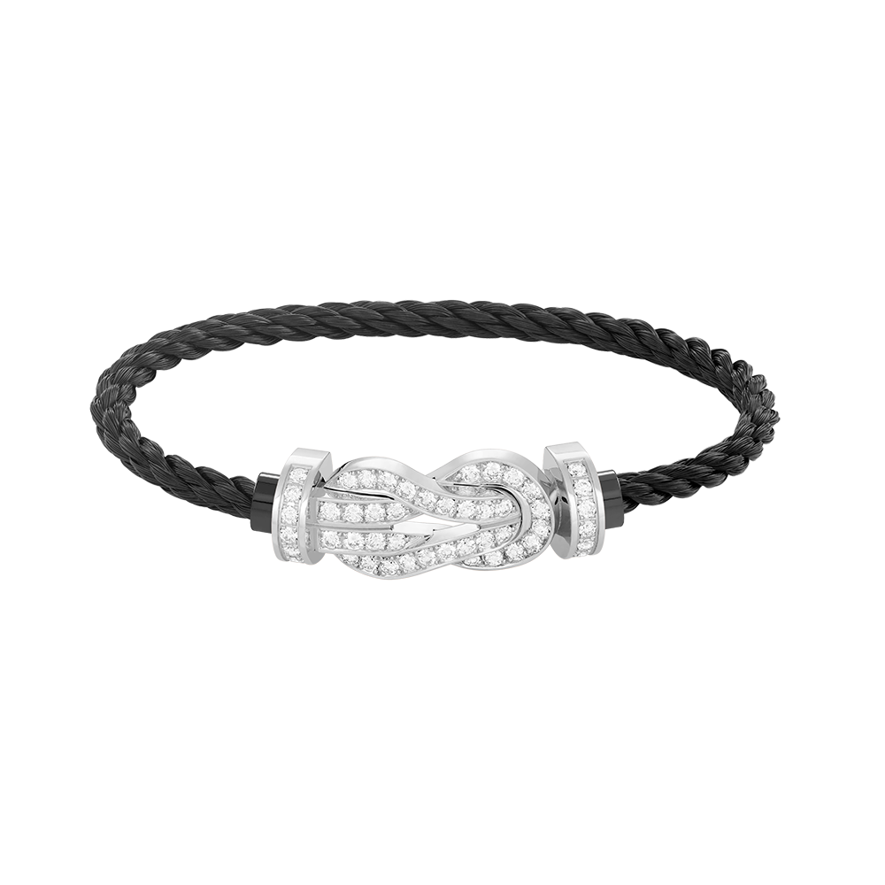 FRED CHANCE LARGE 8 FIGURE BUCKLE FULL DIAMOND BRACELET SILVER
