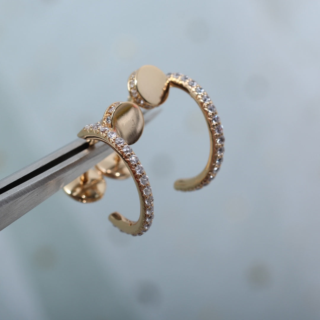 CARTIER JUSTE EARRINGS 12.75MM PINK GOLD DIAMOND