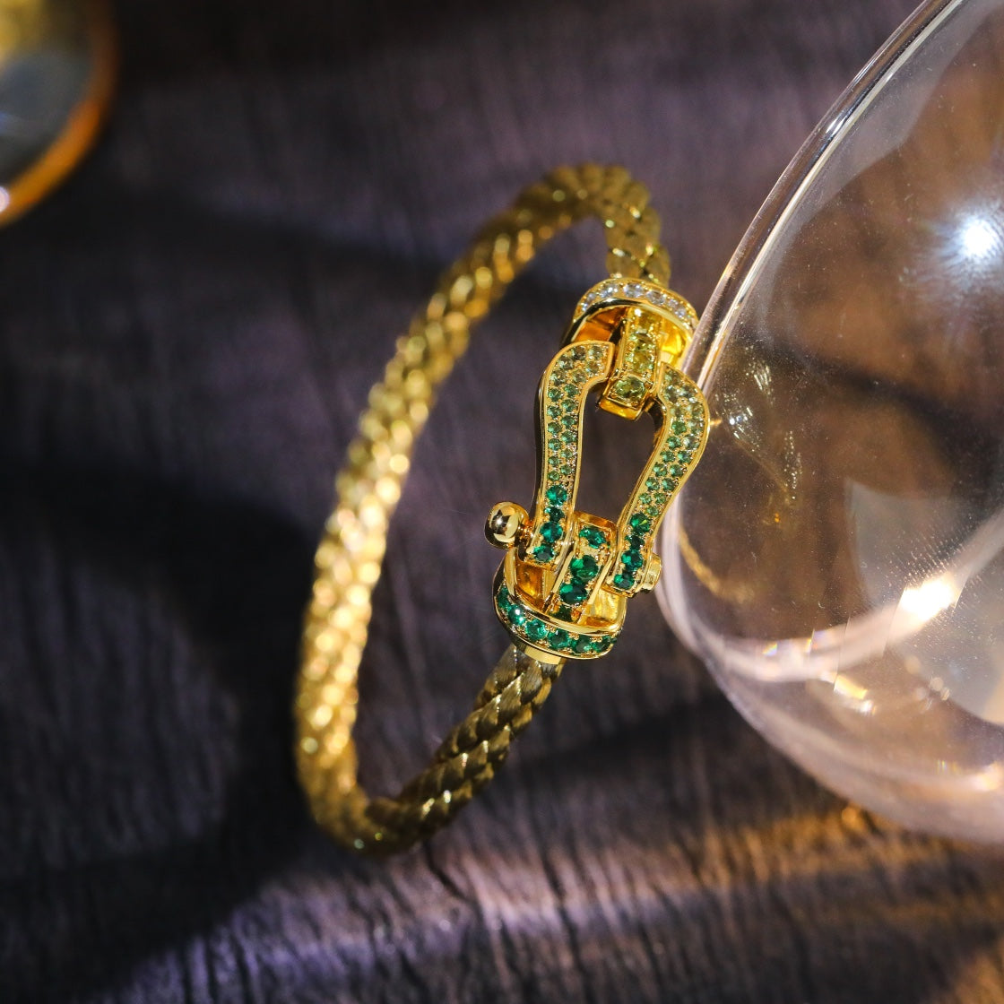 FRED FORCE 10 GOLD GREEN DIAMOND PAVED