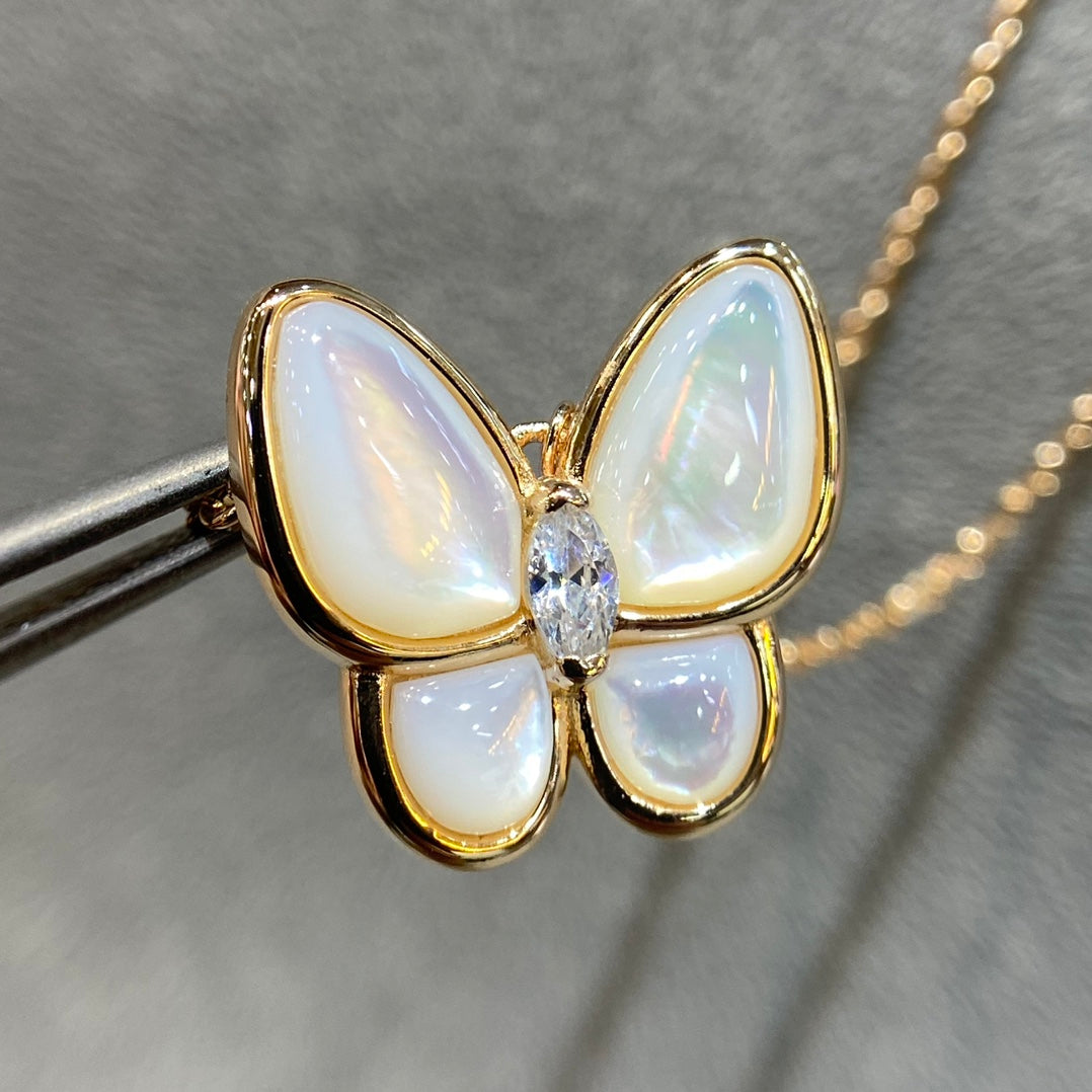 VCA BUTTERFLY MOP DIAMOND NECKLACE