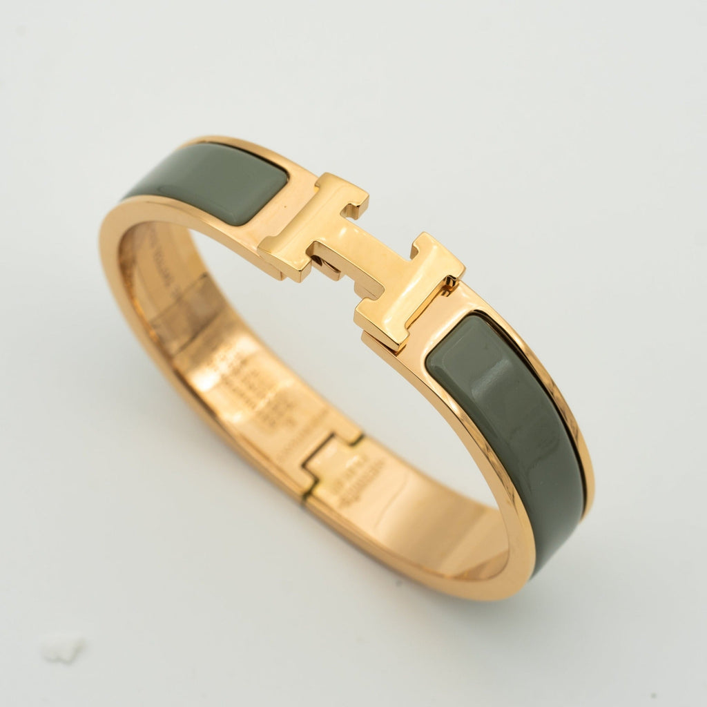 HERMES H BRACELET BLUE GREEN 12MM