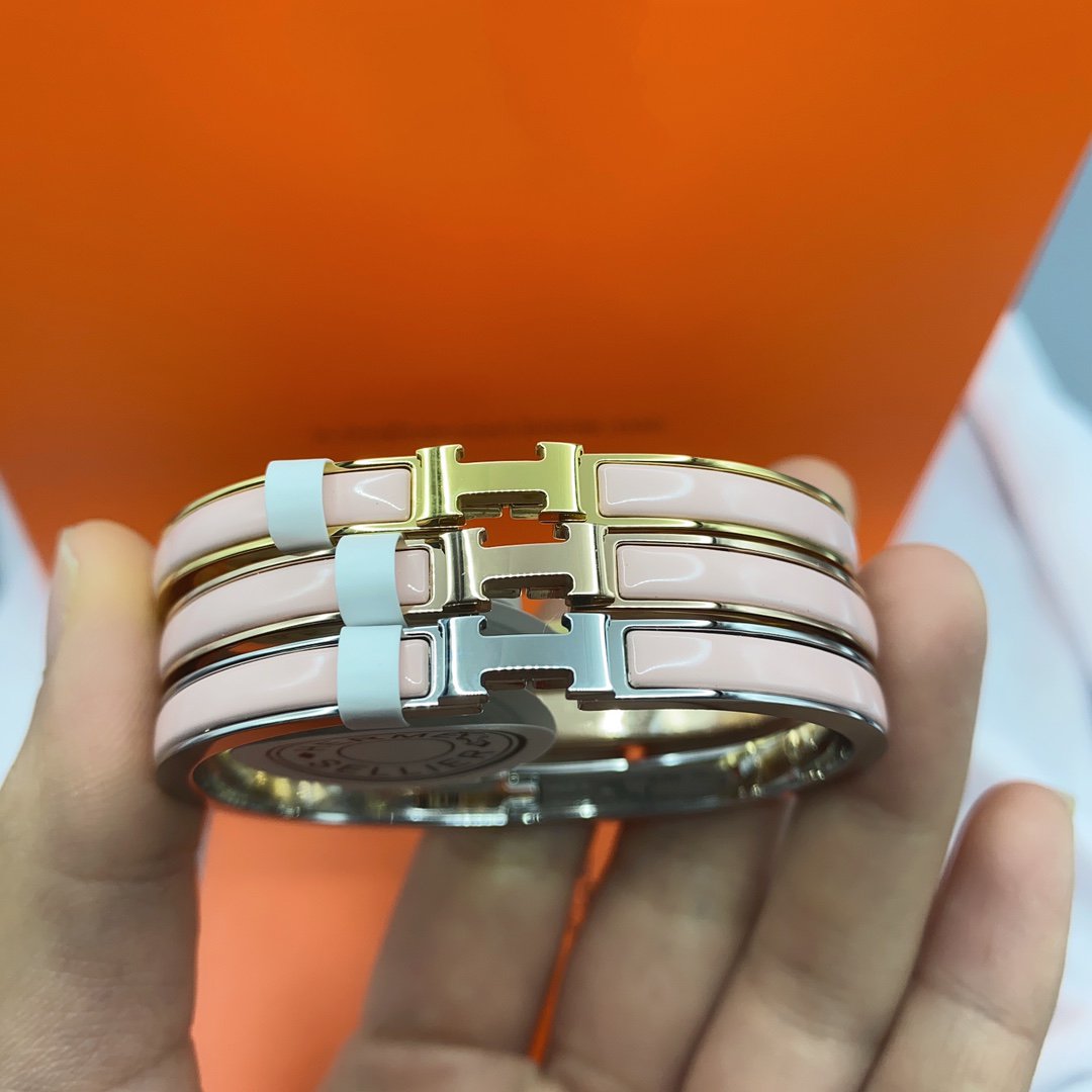 HERMES CLASSIC HM CLIC PINK 8MM ENAMEL BRACELET