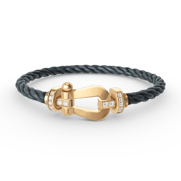 FRED FORCE LARGE HORSESHOE HALF DIAMOND BRACELET GOLD